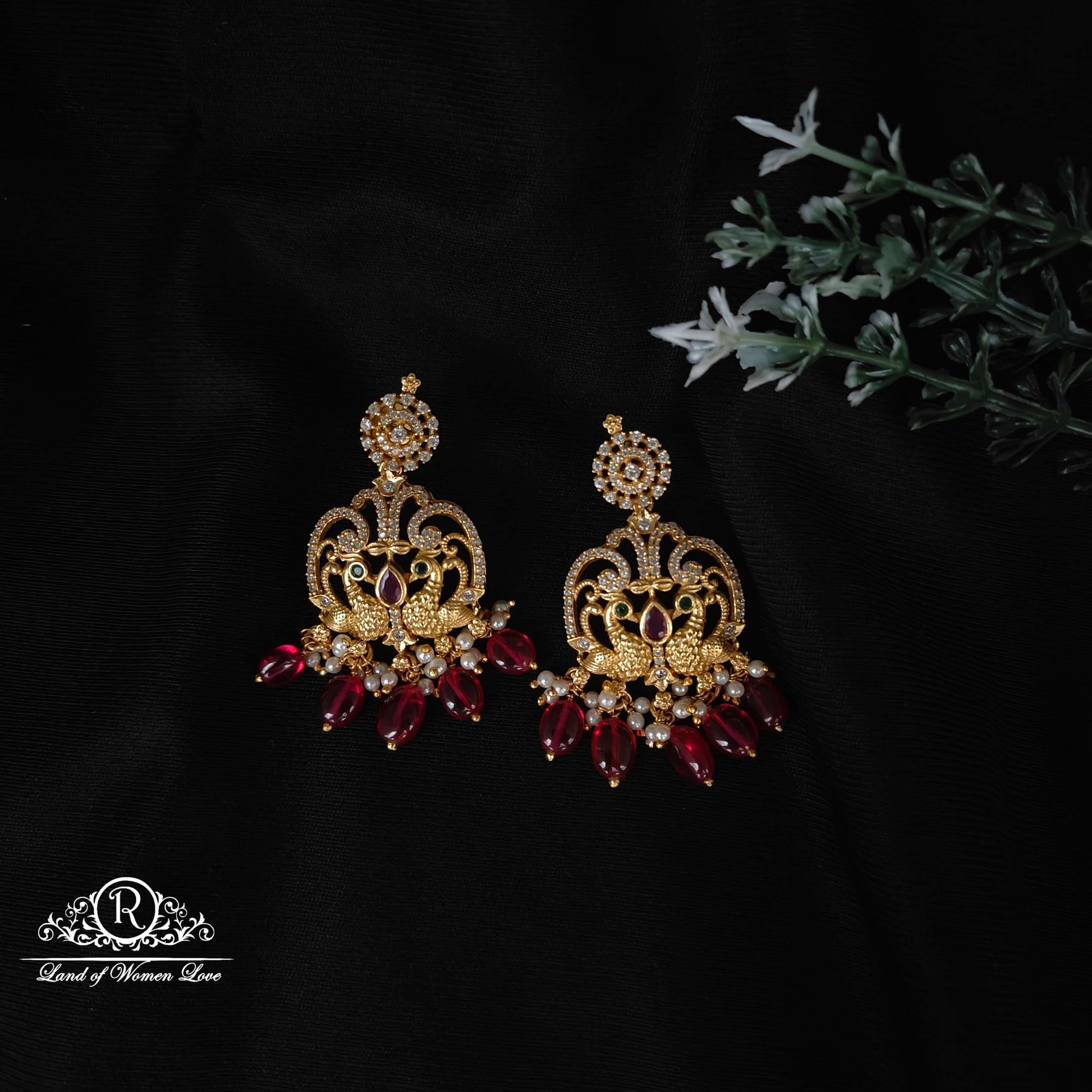 earrings peacock design silver earrings-rcm982 92.5 silver ramala jewelry / ramala collections