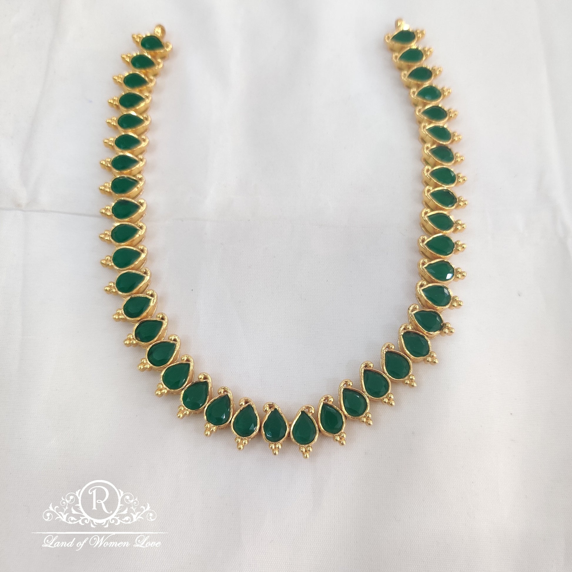 necklace 92.5 silver jewelry antique design green colour stone necklace rcv088 92.5 silver ramala jewelry / ramala collections