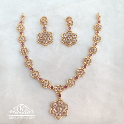 earrings 92.5 silver jewelry flower design neckpiece with earrings rcv0103 92.5 silver ramala jewelry / ramala collections