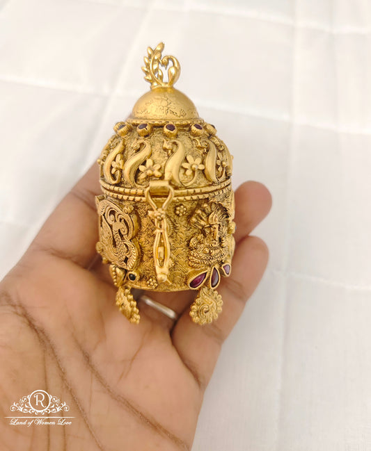 silver ganesh with peacock design kumkum barani-m430 92.5 silver ramala jewelry / ramala collections