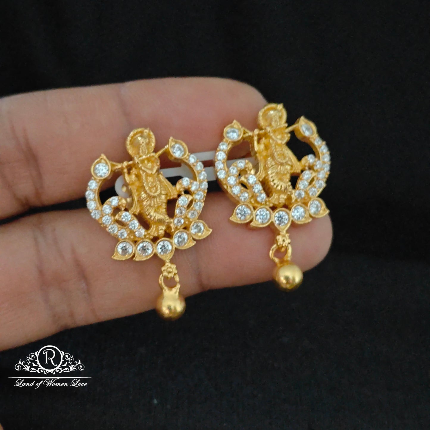 earrings silver lakshmi devi design earrings -rcm399 92.5 silver ramala jewelry / ramala collections