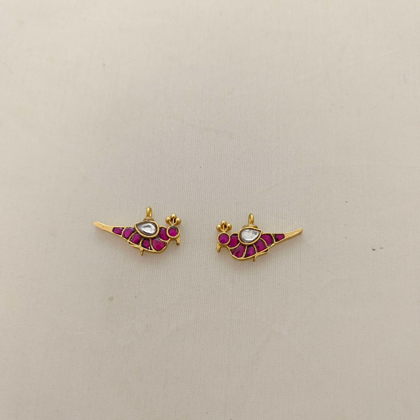 Silver kundan peacock design pendant - RCD260