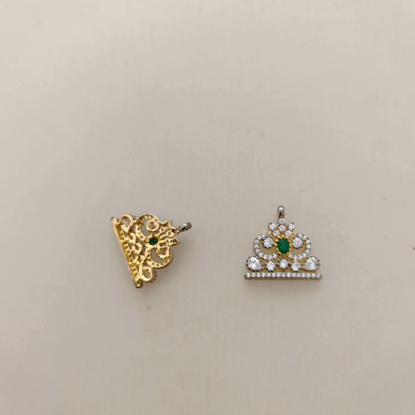 Silver CZ-stone victorian side lockets -RCD307