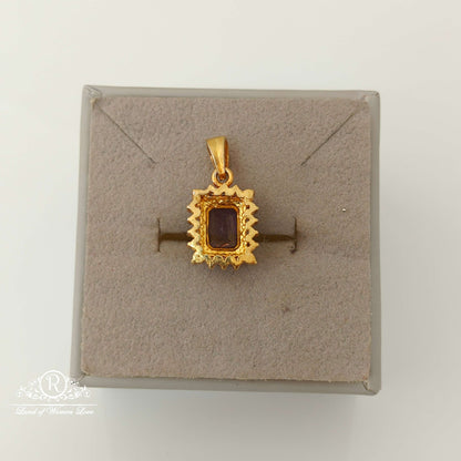 Silver CZ- Purple Stone Design Locket-RCV294