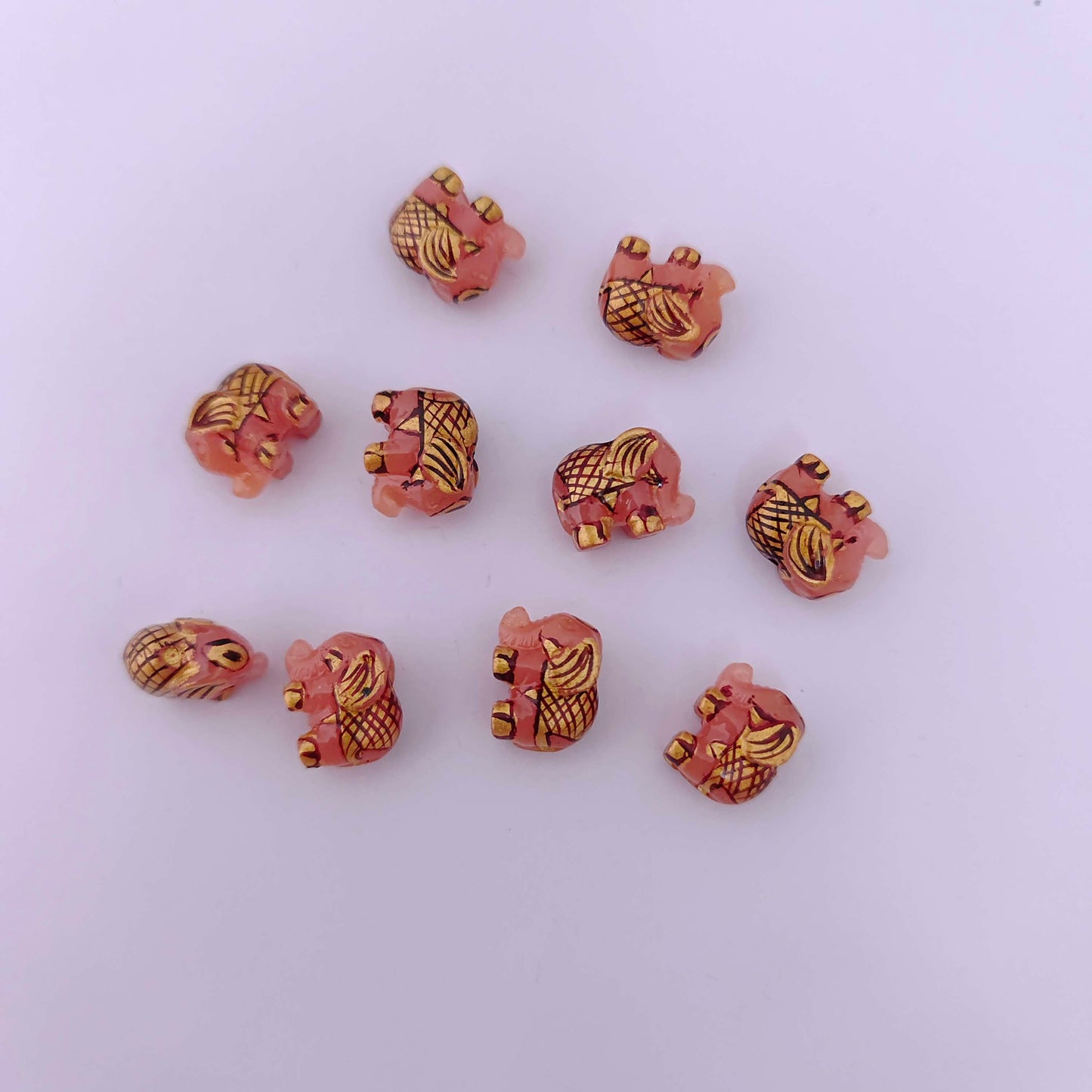 coral elephant beads -rcmj88-7 coral 92.5 silver ramala jewelry / ramala collections