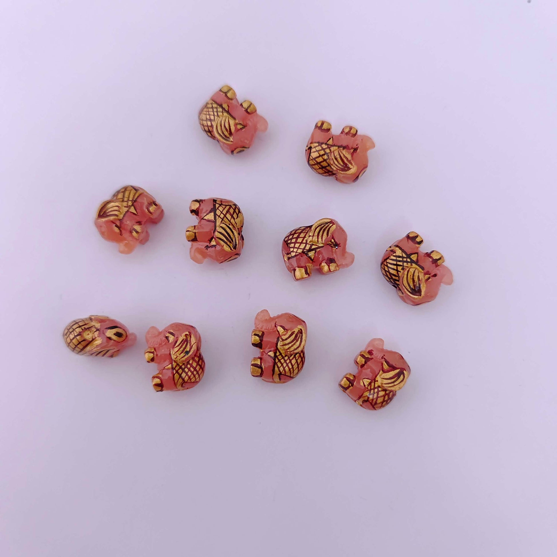 coral elephant beads -rcmj88-7 coral 92.5 silver ramala jewelry / ramala collections