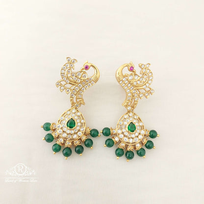 Silver Peacock Earrings-SA455