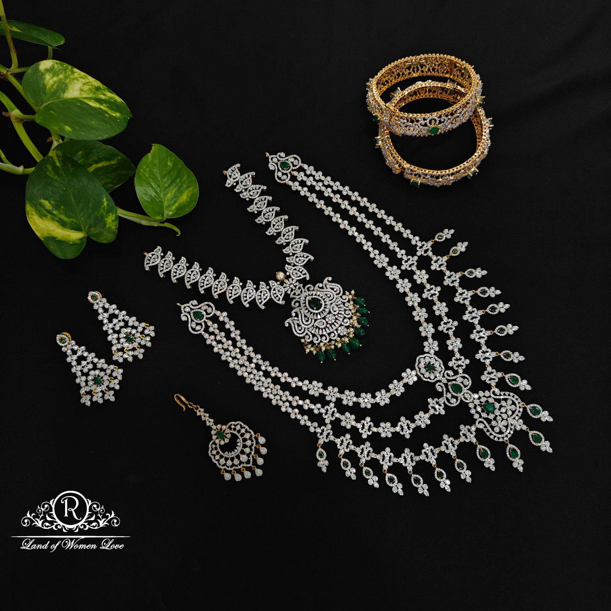 set silver with diamond replica bridal set-set04 92.5 silver ramala jewelry / ramala collections
