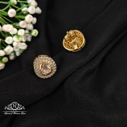 92.5 silver simple and Cute earrings with white stones -RCAD02