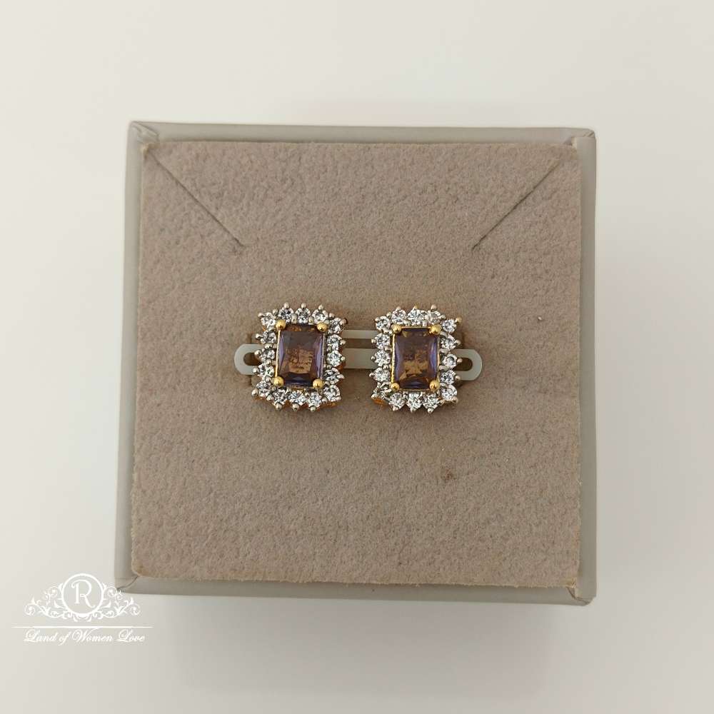 stud silver cz- purple stone stud design earrings-rcv295 cz 92.5 silver ramala jewelry / ramala collections