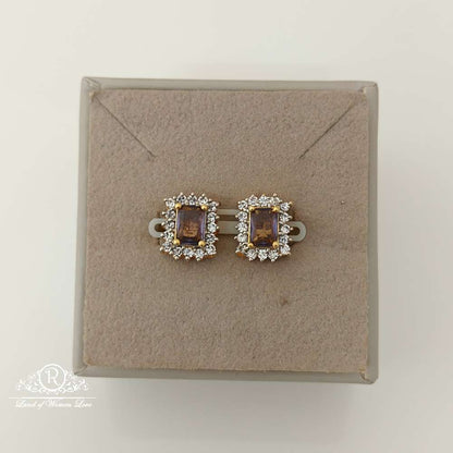 stud silver cz- purple stone stud design earrings-rcv295 cz 92.5 silver ramala jewelry / ramala collections