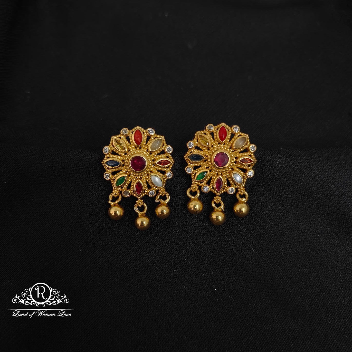 earrings silver navaratna earrings-rccp292 navaratna 92.5 silver ramala jewelry / ramala collections