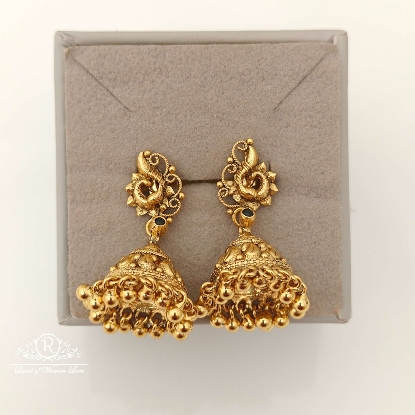 Silver Peacock Design jhumkas-RCJR581-1