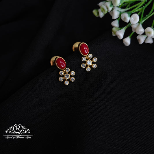 stud silver earrings-rcl29 coral 92.5 silver ramala jewelry / ramala collections