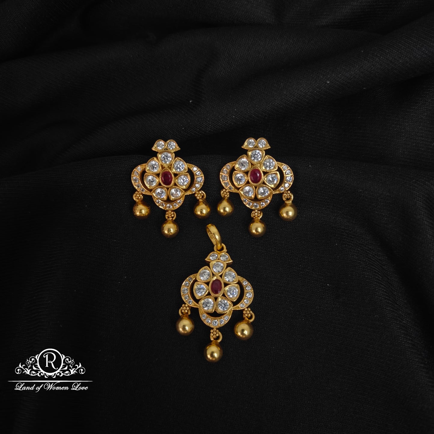 Silver white stone earrings -RCCP274