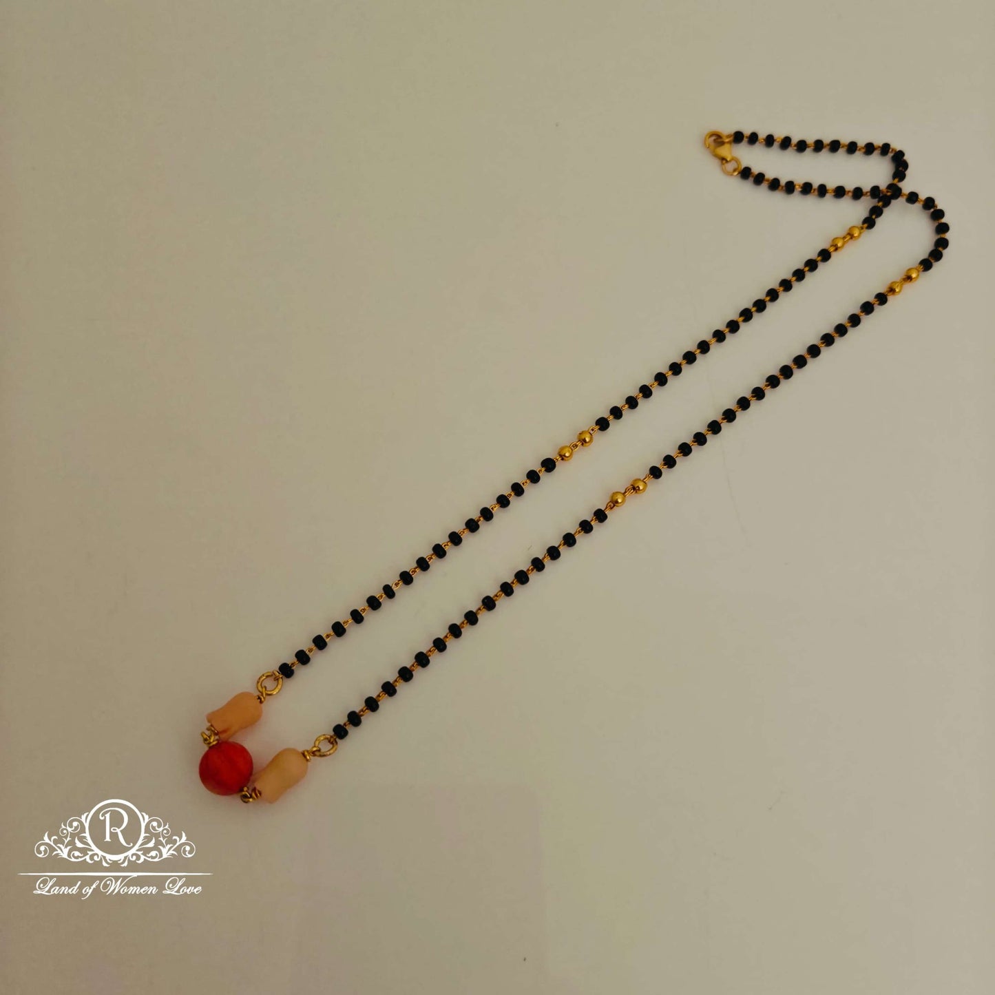 simple and cute silver black beads with tulips and pumpkin beads -rch646 92.5 silver ramala jewelry / ramala collections