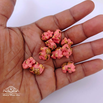 Coral elephant beads -RCMJ88-1