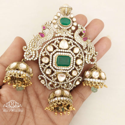 Silver Victoria With Moissanite Stones Peacock Locket-C140