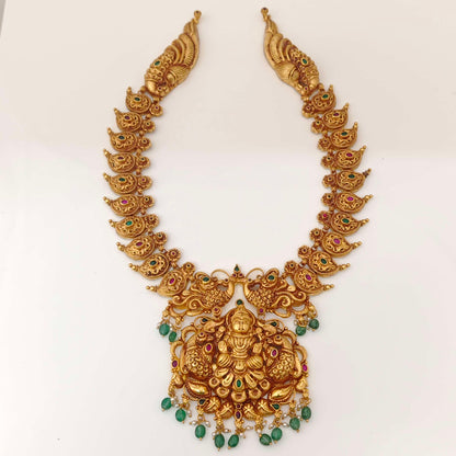 haram silver peacock & mango model lakshmidevi haram-rcc314 92.5 silver ramala jewelry / ramala collections