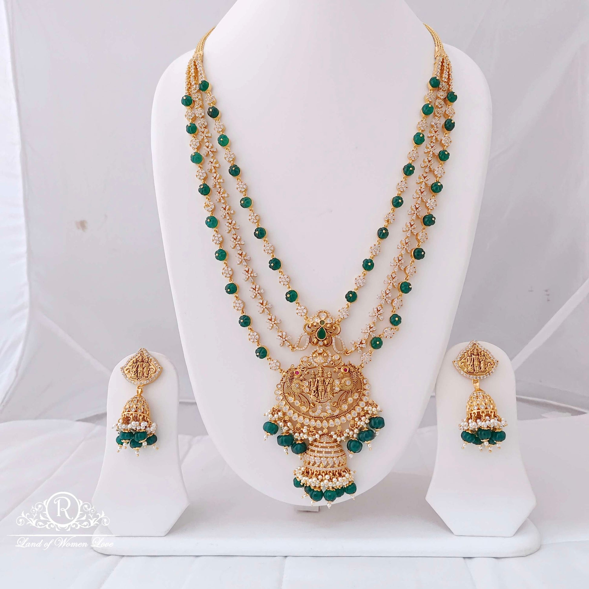 earrings silver cz-gold polish ramulavari set wise haram-rcm503,rcm512 cz 92.5 silver ramala jewelry / ramala collections