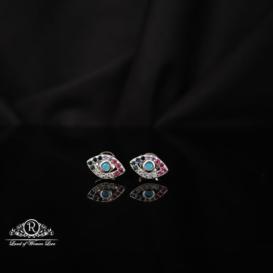 stud silver evil eye model earrings -rchs38-5 92.5 silver ramala jewelry / ramala collections