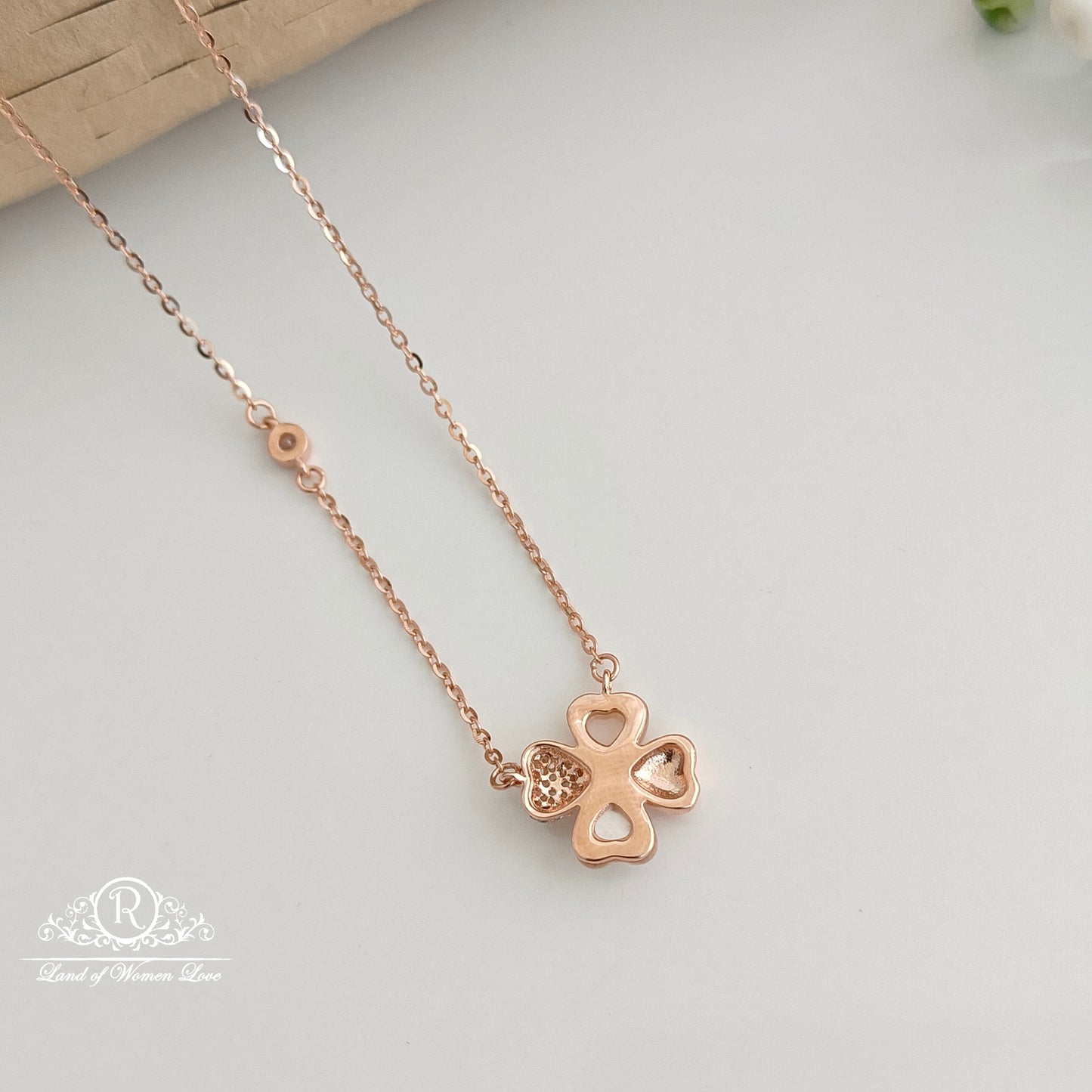 Silver rose gold chain with 4 heart locket -RCRC14