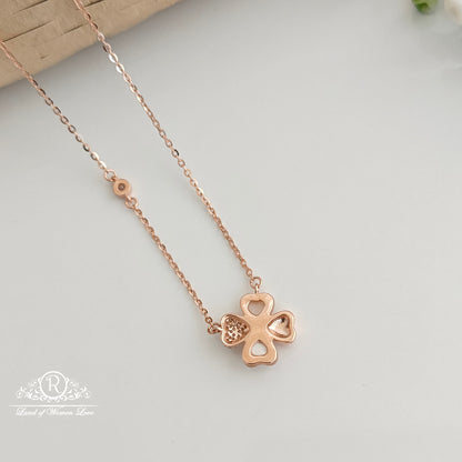 Silver rose gold chain with 4 heart locket -RCRC14