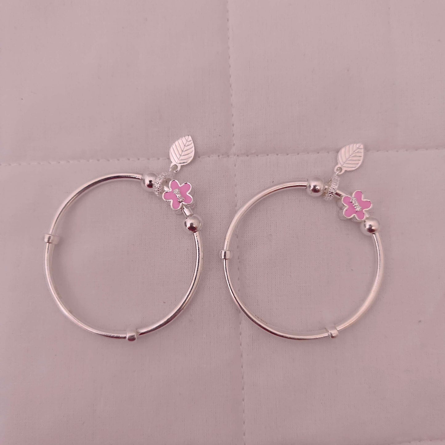 silver cz-stones flower design anklets - rcg064 cz 92.5 silver ramala jewelry / ramala collections