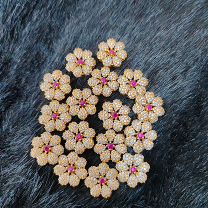 Silver CZ-flower side locket -RCD373