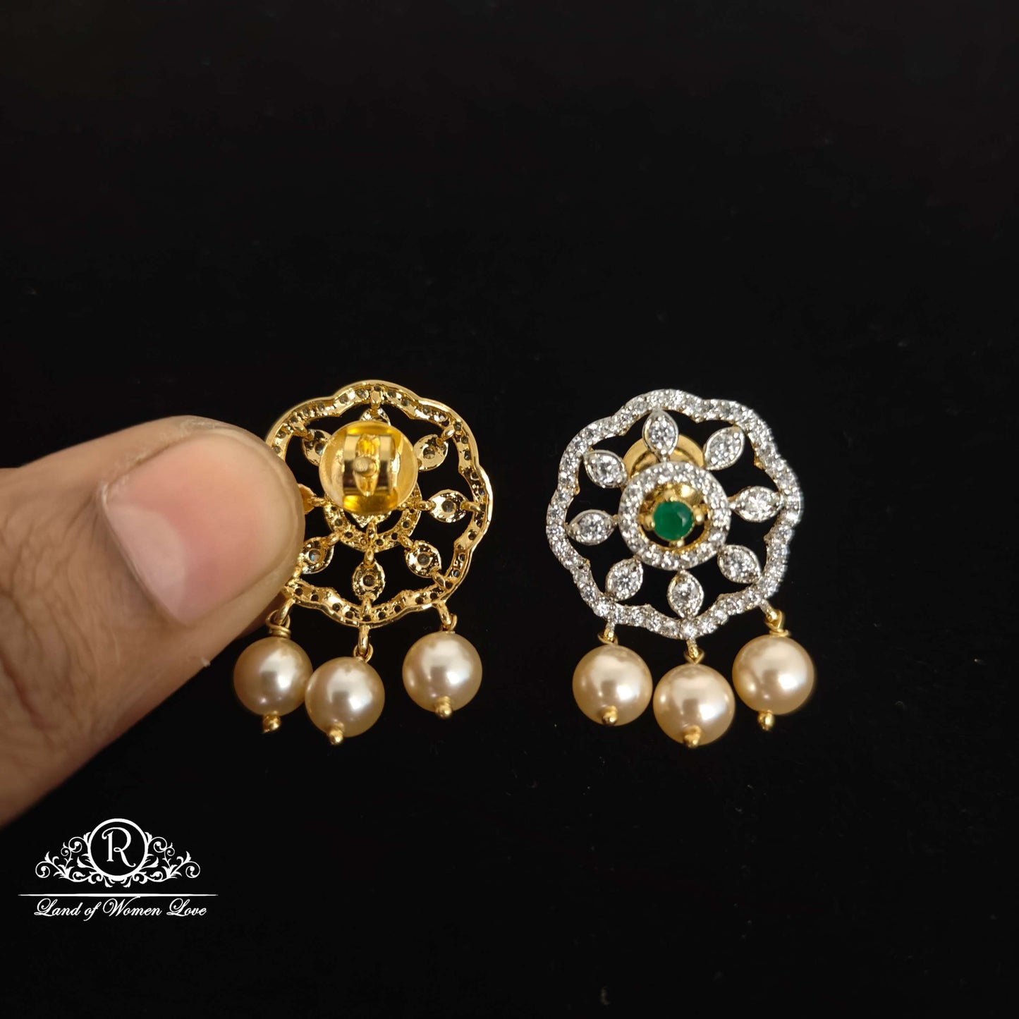 Flower design diamond finishing Silver Earrings-RC94-90M06