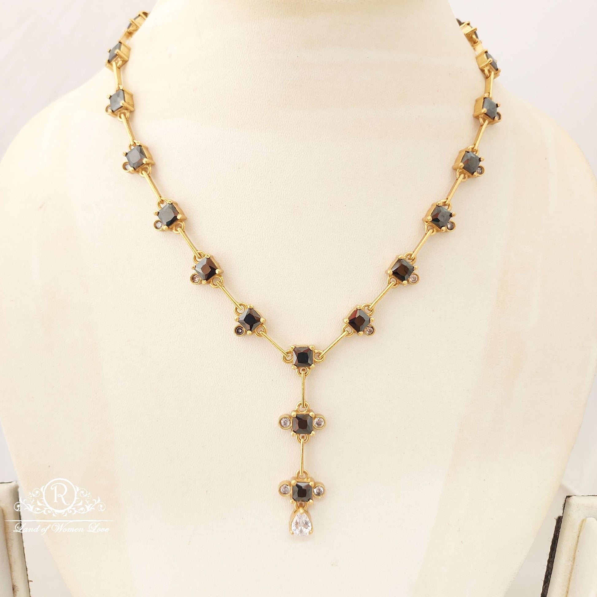 necklace silver black stones design necklace-a038 92.5 silver ramala jewelry / ramala collections