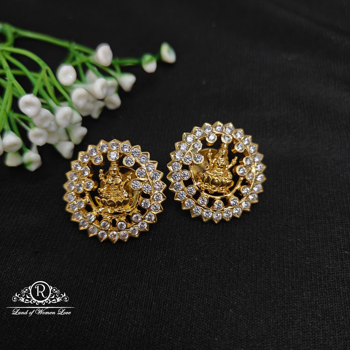 stud 92.5 silver lakshmi devi design studs-rck226 92.5 silver ramala jewelry / ramala collections