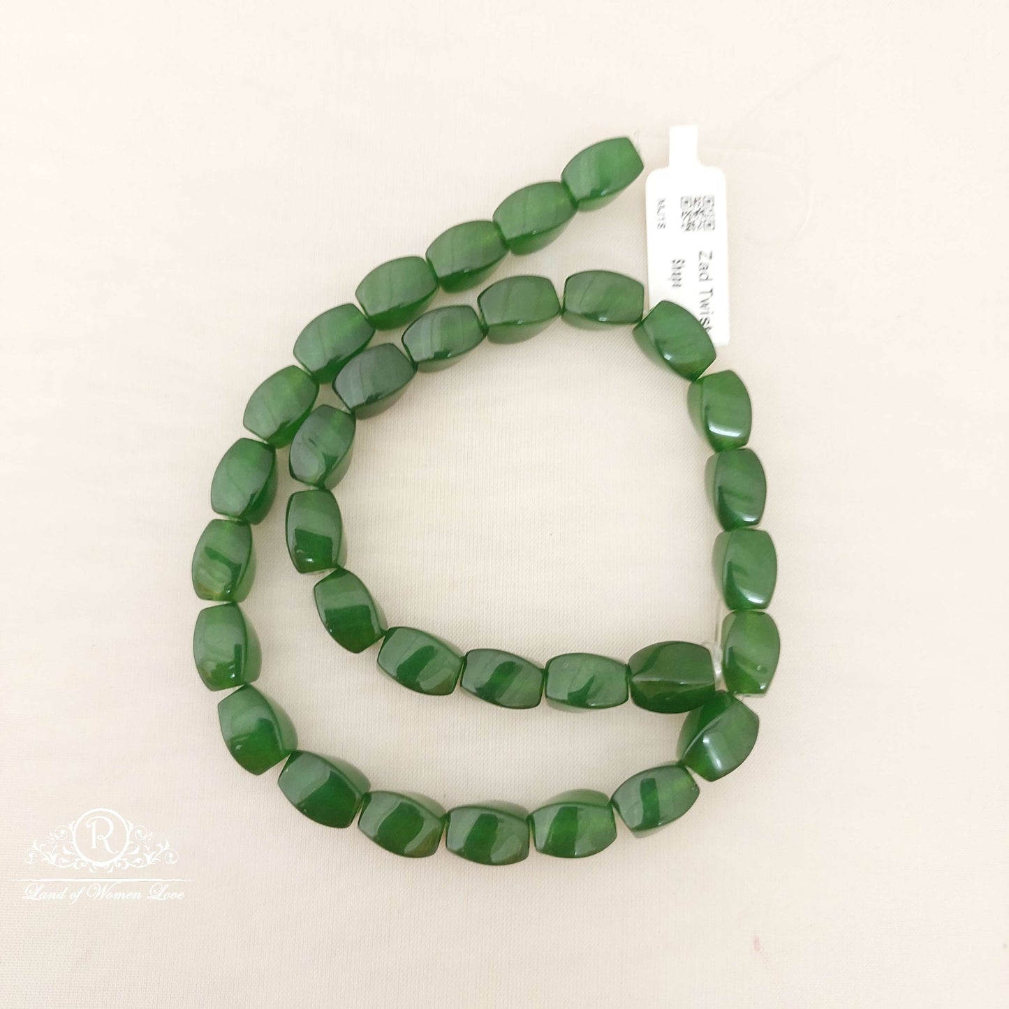 zad twisted shape green beads-mj18 92.5 silver ramala jewelry / ramala collections