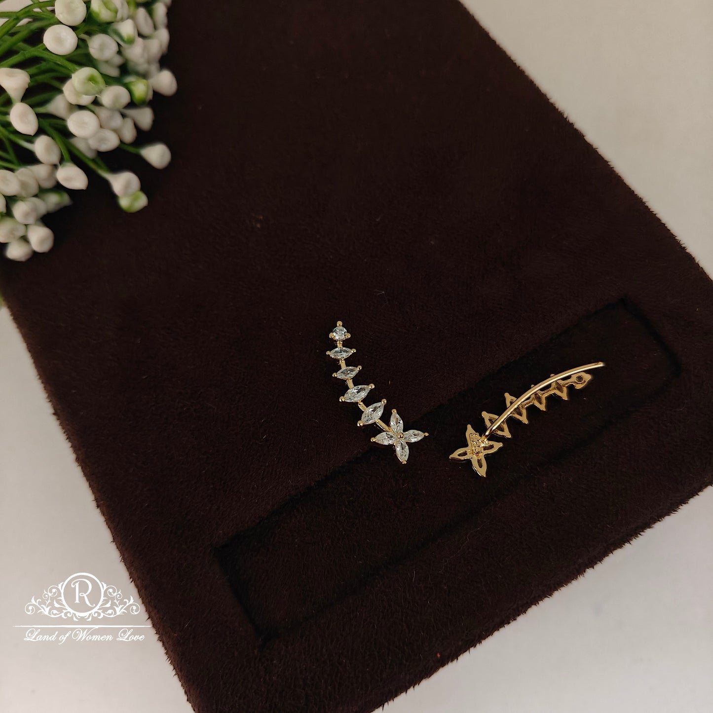 92.5 silver simple and Cute earcuffs with white stones -RCT344-1