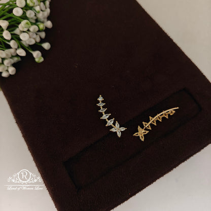 92.5 silver simple and Cute earcuffs with white stones -RCT344-1