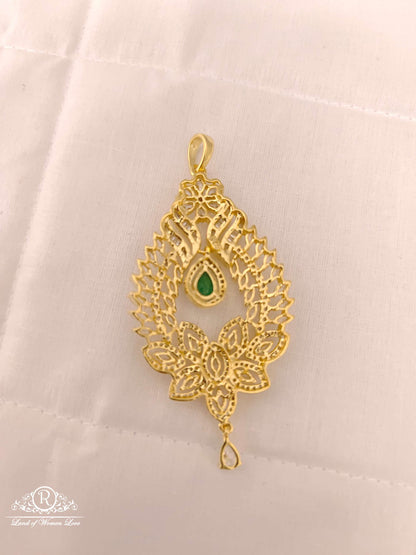 Silver CZ- White Stones Locket With Matching Earring-D07778