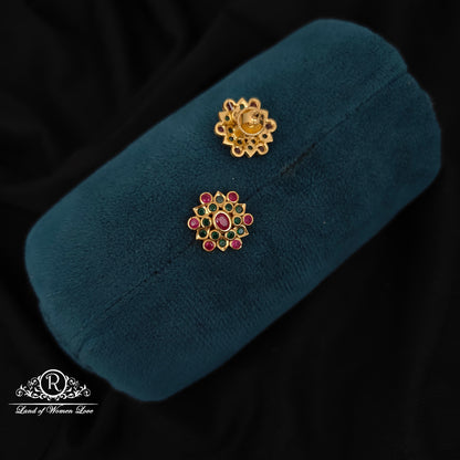 92.5 Silver Ruby and Green CZ-'s Earrings-RCDS341