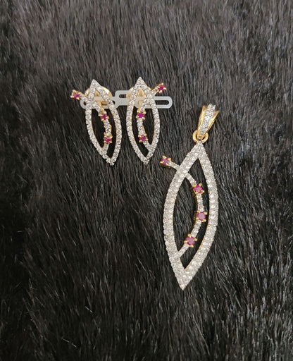 earrings silver cz- earrings with matching locket-jr204jr205 cz 92.5 silver ramala jewelry / ramala collections