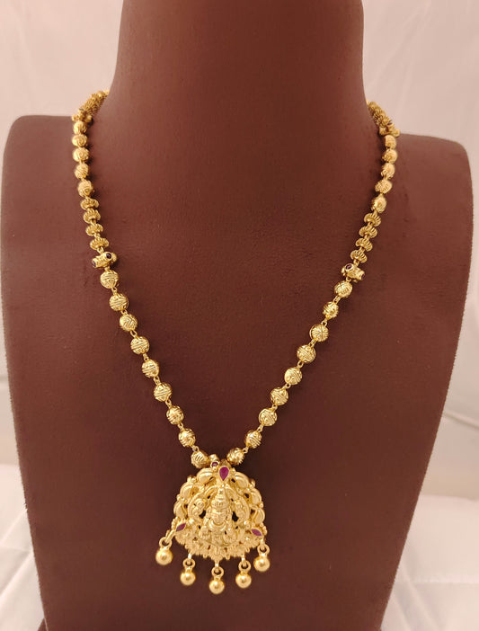 chain silver lakshmi devi locket with gold balls chain-rch166rch1667 92.5 silver ramala jewelry / ramala collections