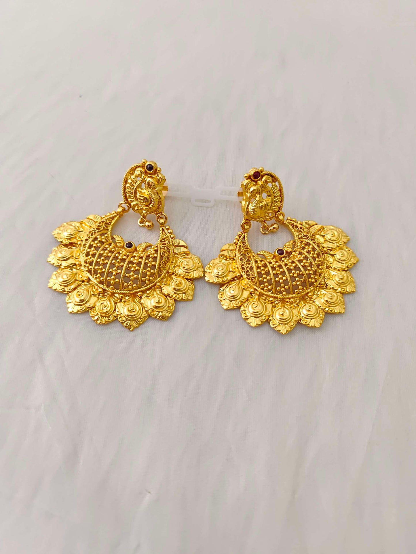 Silver chandbali earrings -RCH488