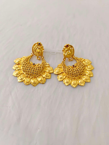 Silver chandbali earrings -RCH488