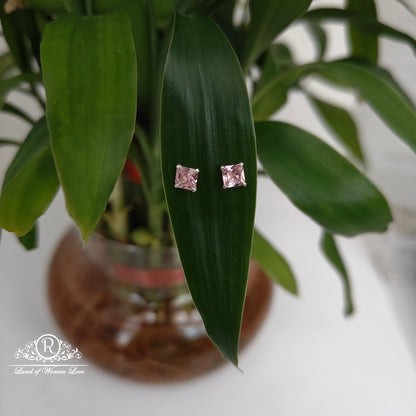 stud 92.5 silver pale pink square cut stud earrings-rchs35-3 92.5 silver ramala jewelry / ramala collections