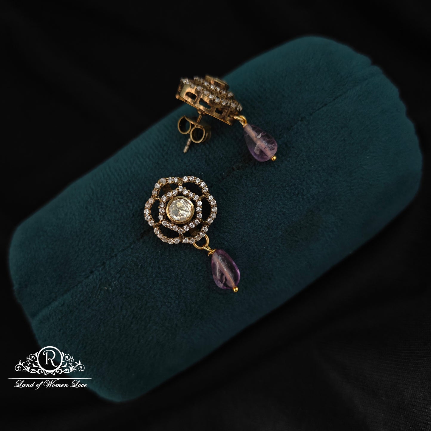 92.5 silver Victorian flower designs earrings-RCCP330