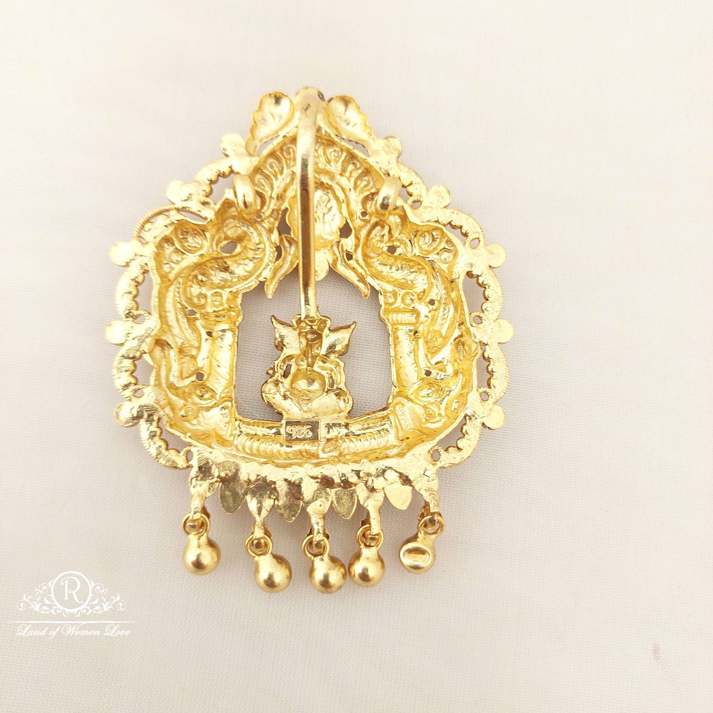 Silver Peacock With Ganesh Design Locket-M180