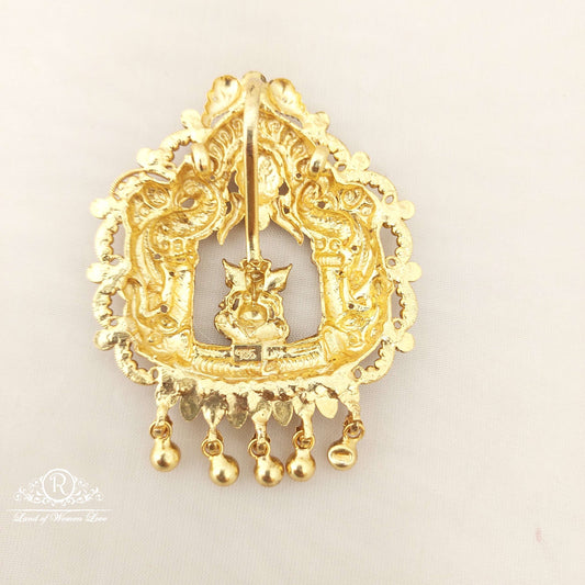 Silver Peacock With Ganesh Design Locket-M180