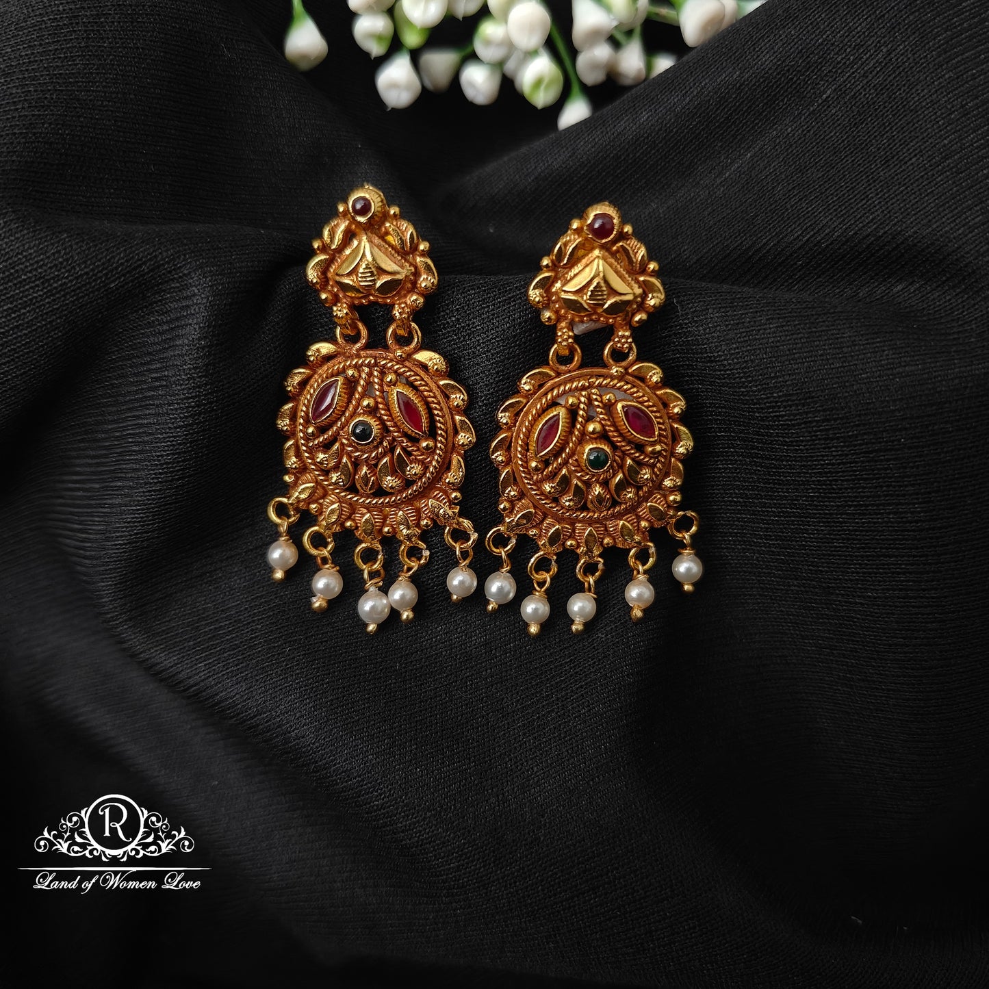 chandbali 92.5 silver simple and cute chandbali earrings with hanging pearls -rcz81 92.5 silver ramala jewelry / ramala collections