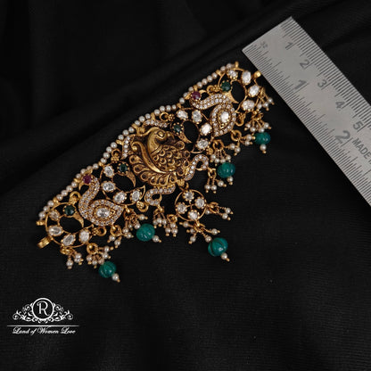 Silver peacock design chocker -RCDS245