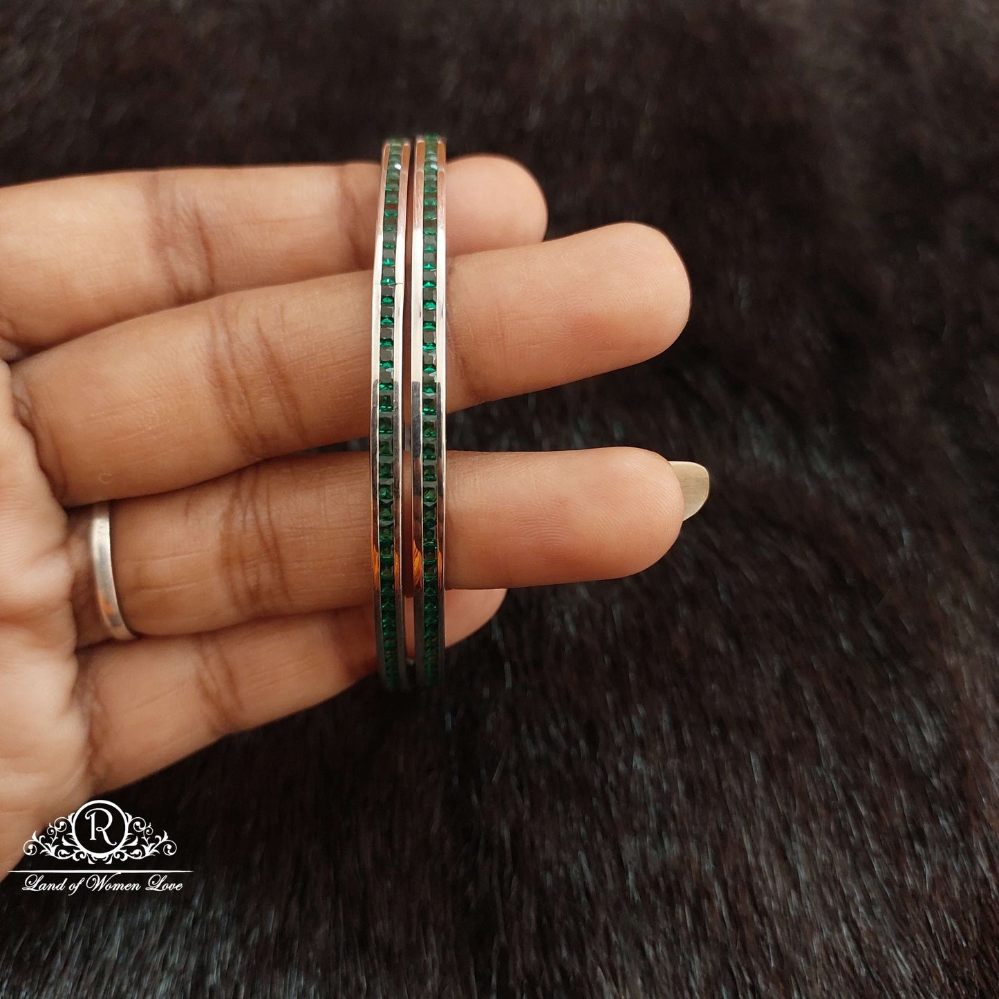 Silver Platinum Polish Bangles-SS02