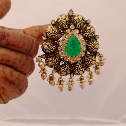 Silver CZ-gold polish locket design -RCM563