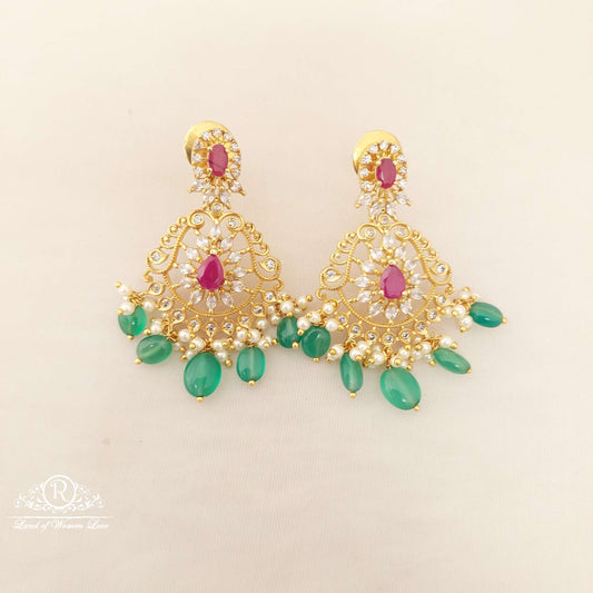 earrings silver cz- white stones earrings-d028 cz 92.5 silver ramala jewelry / ramala collections